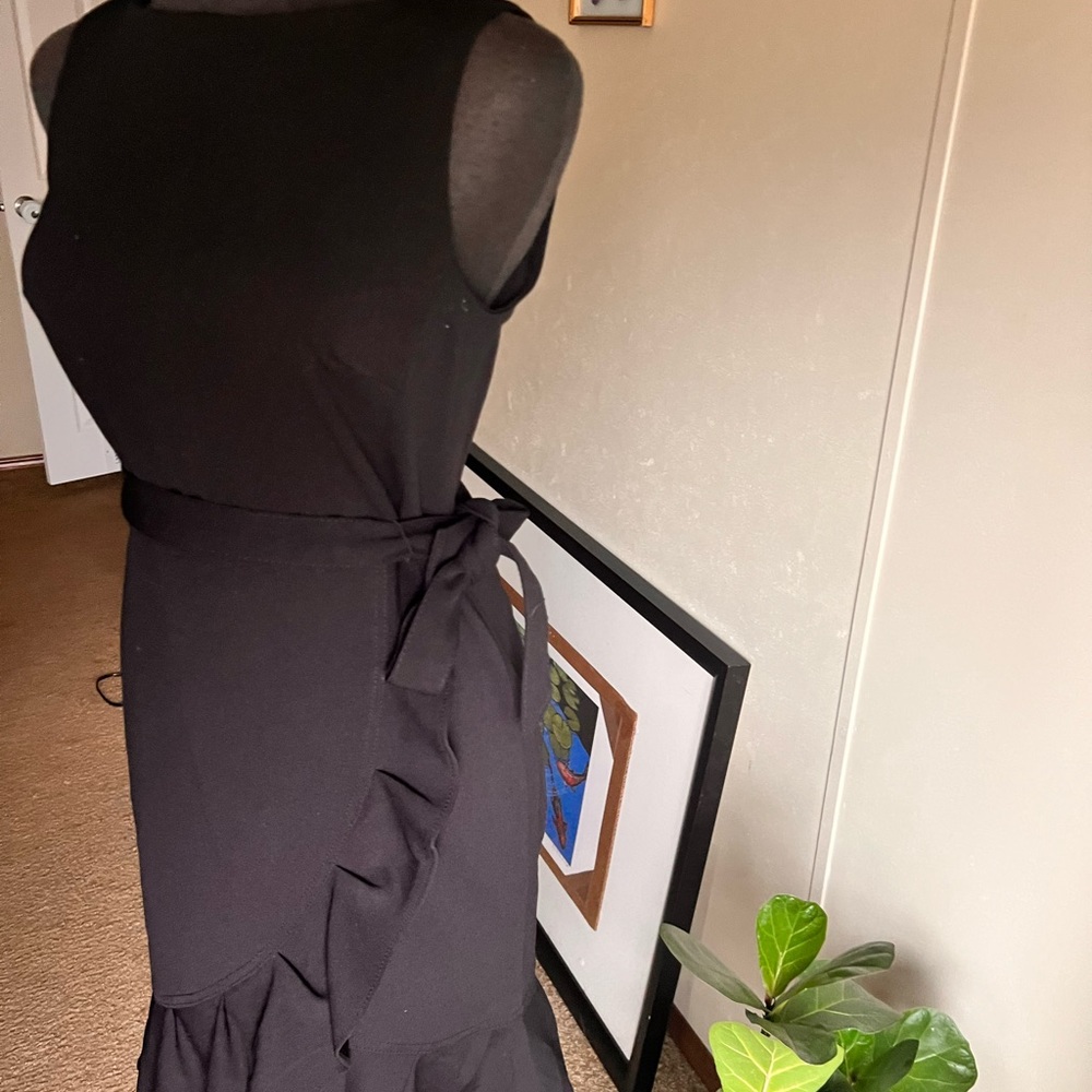 Calvin Klein size 8 ruffled high neck dress tie waist - Picture 10 of 10